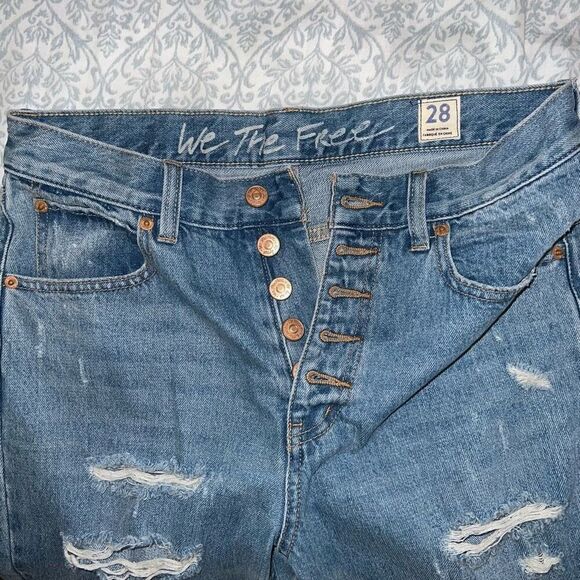 Free people we the people blossom jeans 5 button light wash raw hem size 28 - Picture 4 of 6